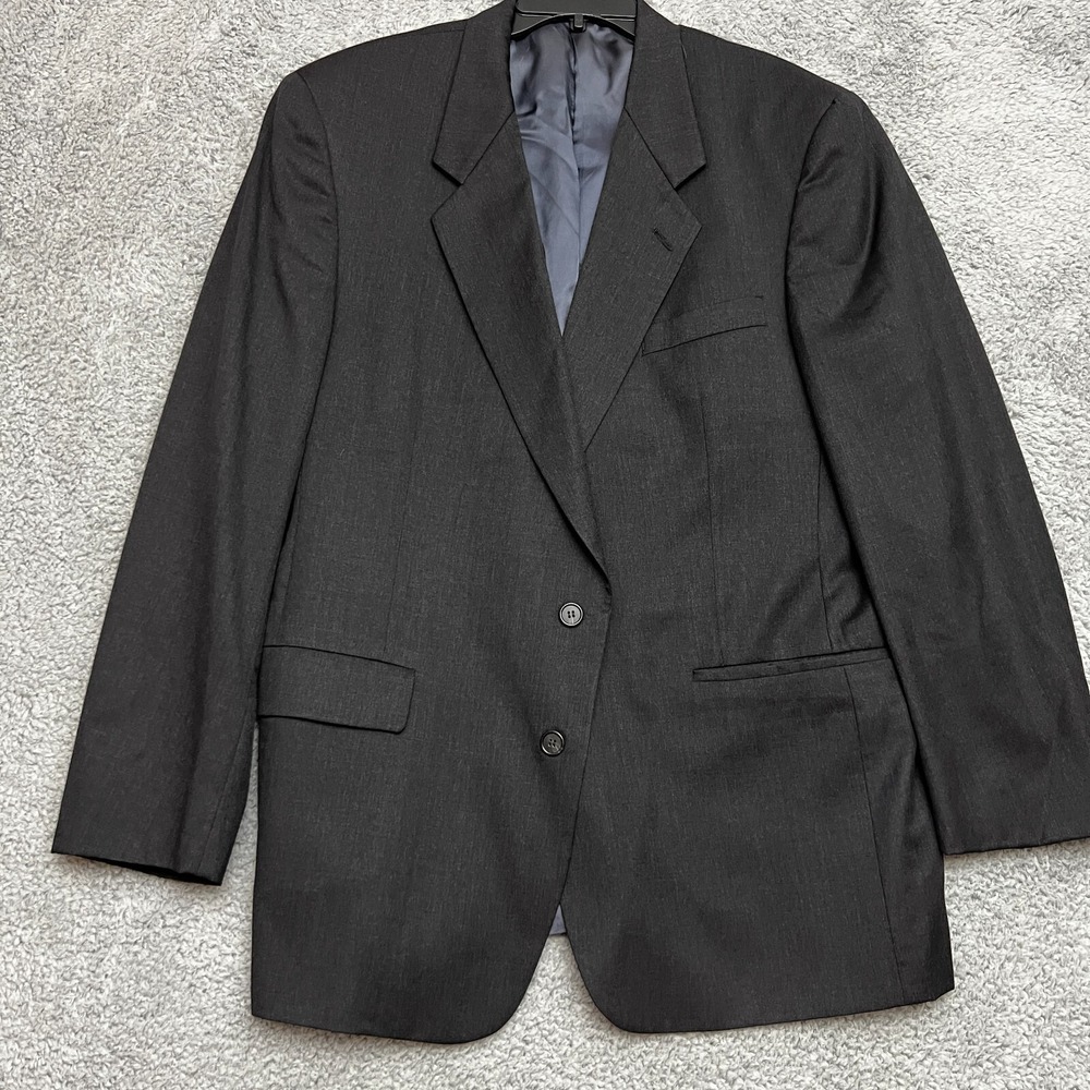 Hart Schaffner Marx‎ Blazer Mens 46L Gray Excellent Wool Gold Trumpeter Jacket